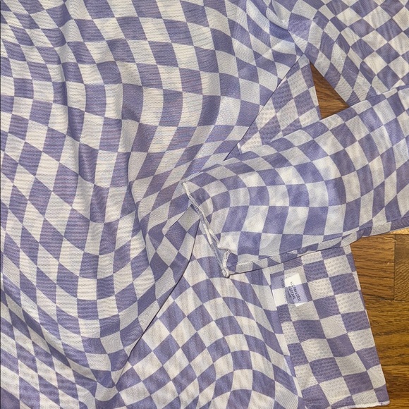 DAVI & DANI Lavender and White Mesh Plaid Blouse - Picture 3 of 3